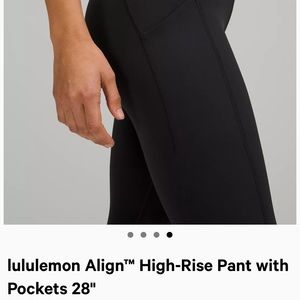 Black lulu lemon leggings 28” high waisted with pockets size 2